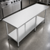 Thumbnail image #3 for Omcan 84-Inch x 18-Inch Stainless Steel Flat-Top Work Table with Galvanized Undershelf