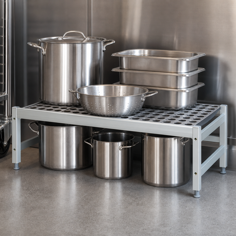Product image #3 for Fermostock 26"W x 18"D x 12"H Aluminum Dunnage Rack with Adjustable Composite Feet