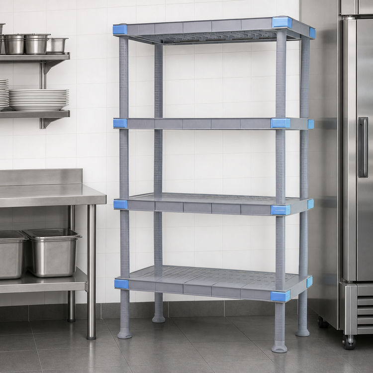 Product image #3 for Quantum Millenia 30-Inch Wide x 18-Inch Deep x 86-Inch High Gray Polymer Solid Shelving Starter Unit with 5 Shelves