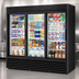 Thumbnail image #3 for True 3-Section Glass Door Merchandiser Refrigerator with Sliding Doors, 12 Shelves