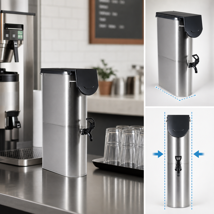 Product image #3 for BUNN Narrow Iced Beverage Tower Dispenser, 3.5 Gallon, Stainless Steel, Brew-Through Lid