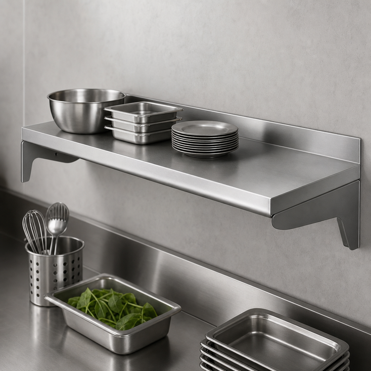 Product image #3 for Eagle Group 48"W x 12"D Wall-Mounted 16-Gauge Type 430 Stainless Steel Shelf
