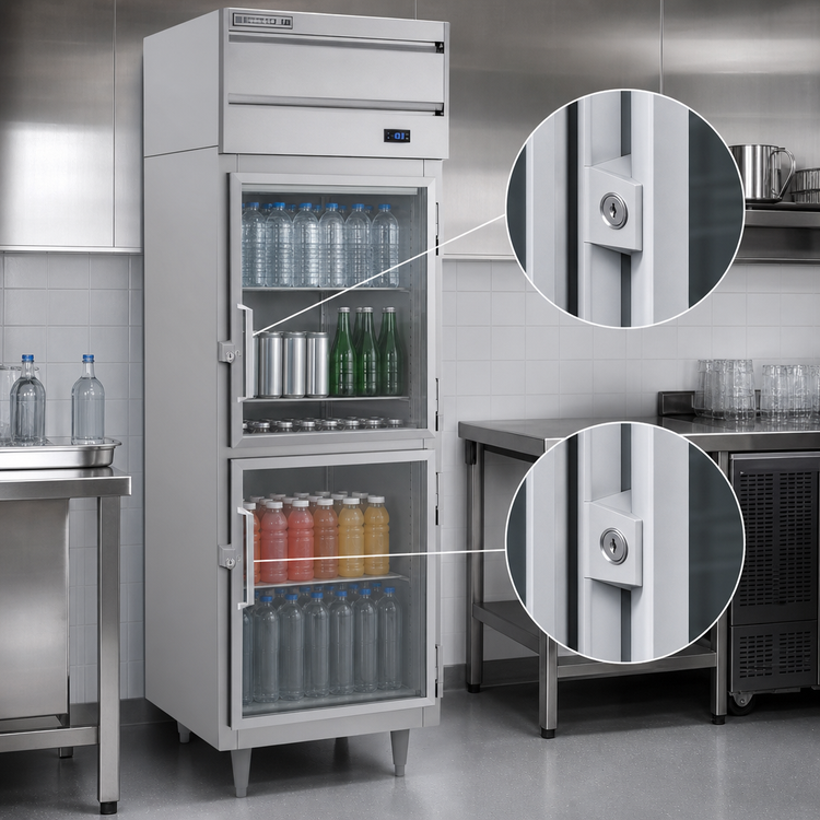 Product image #3 for Beverage Air P Series 1-Section Reach-In Freezer with 2 Lockable Half Glass Doors, 21.01 Cu. Ft.