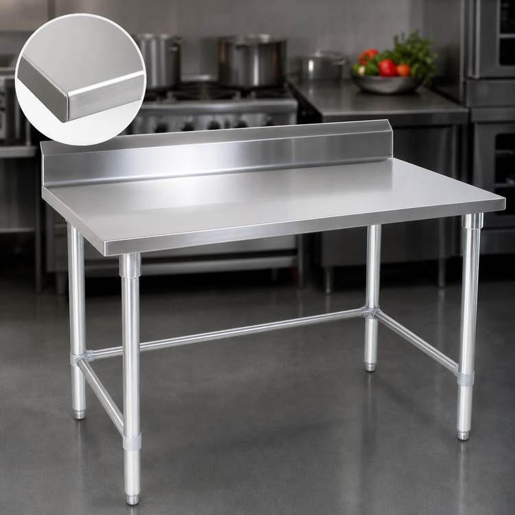 Product image #3 for John Boos Stallion 60-Inch x 24-Inch Stainless Steel Work Table with 5-Inch Backsplash and Galvanized Base