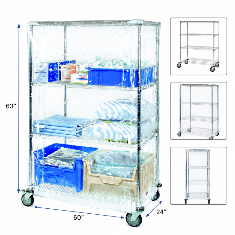 Product image #3 for Quantum Clear-Vinyl Wire Cart Cover with Velcro Flap, 24 x 60 x 63 Inches
