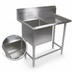 Thumbnail image #3 for John Boos Pro-Bowl 1-Compartment Stainless Steel Sink with Right Drainboard and Backsplash, 58-3/16
