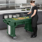 Thumbnail image #4 for Cambro Versa Food Bar™ VBRTL5519 5-Foot Low-Height Mobile Cold Food Work Table, 4-Pan, Polyethylene, Kentucky Green