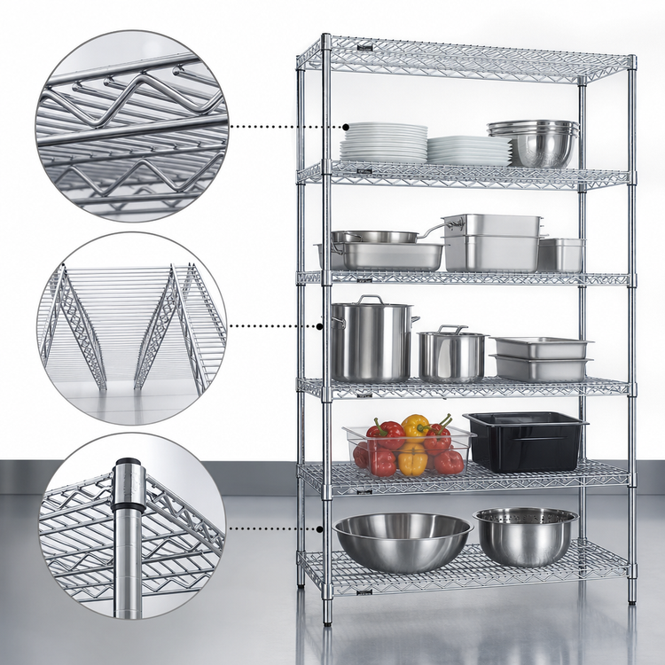 Product image #3 for Redipak 5-Tier Commercial Wire Shelving Unit, 36W x 24D x 74H, Stationary, Zinc Finish