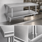 Thumbnail image #3 for Steel Works Stainless SWPTSD-2430-316 Double Pass-Through Shelf with Overshelf, 30 x 24 in, 16-Gauge 304 Stainless Steel