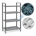 Thumbnail image #3 for Cambro Camshelving® Elements EXU215472V4480 Stationary 4-Tier Vented Polymer Shelving Starter Unit, 21 x 54 x 72 in, Speckled Gray