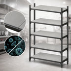 Thumbnail image #3 for Cambro Camshelving® Basics Plus CBSK1836S5580 Stationary 5-Shelf Solid Polymer Shelving Kit, 18"D x 36"W, Brushed Graphite
