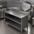 Thumbnail image #3 for John Boos 48 Inch x 24 Inch 16-Gauge Stainless Steel Open Front Enclosed Base Work Table with 5 Inch Rear Riser