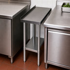 Thumbnail image #3 for John Boos Stallion EFT8-3012SSK-X Stainless Steel Filler Table, 12"W x 30"D, 18-Gauge 400 Series Top, Backsplash, Adjustable Undershelf