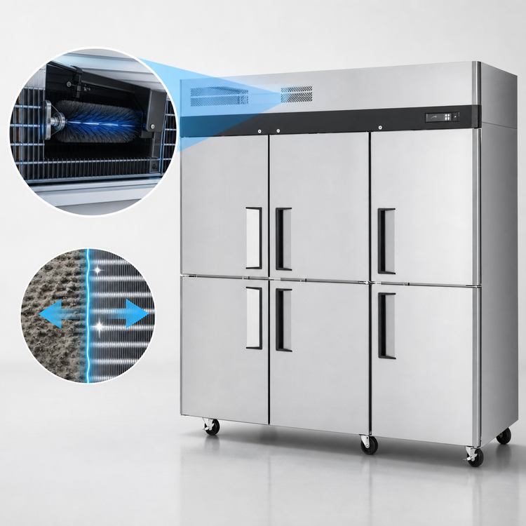 Product image #3 for Turbo Air M3 Three-Section Reach-In Refrigerator, 65.6 Cu. Ft., Top-Mount Self-Contained, Six Half Solid Doors