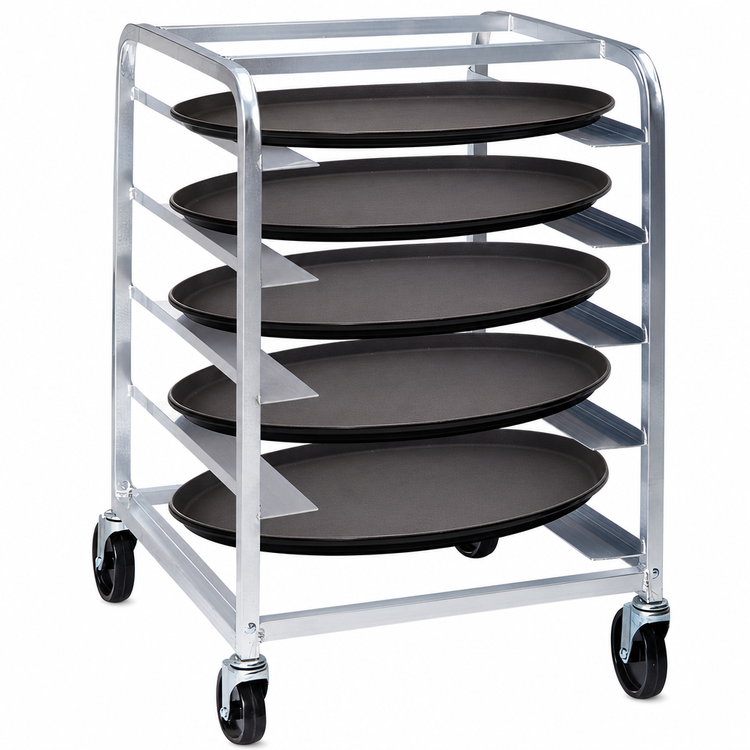 Product image #4 for Channel Manufacturing Aluminum Single-Section Oval Tray Rack Cart, 5-Tray Capacity, 36 Inches High