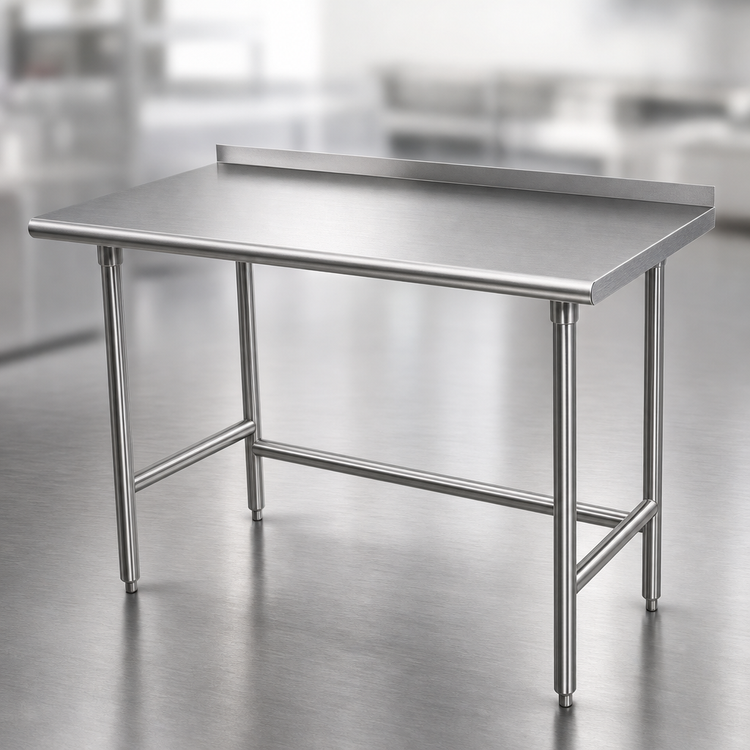 Product image #3 for Advance Tabco Special Value Series 72-Inch x 24-Inch Stainless Steel Open Base Work Table with 1-1/2-Inch Rear Backsplash