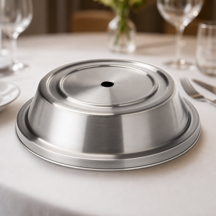 Product image #3 for American Metalcraft Round Stainless Steel Plate Cover for 12-3/16" to 12-7/16" Plates