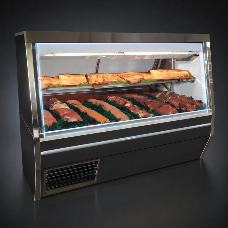 Product image #3 for Howard-McCray 34N Series 144-Inch Double Duty Red Meat Service Case with Straight Glass Front, Self-Contained Refrigeration and LED Lighting