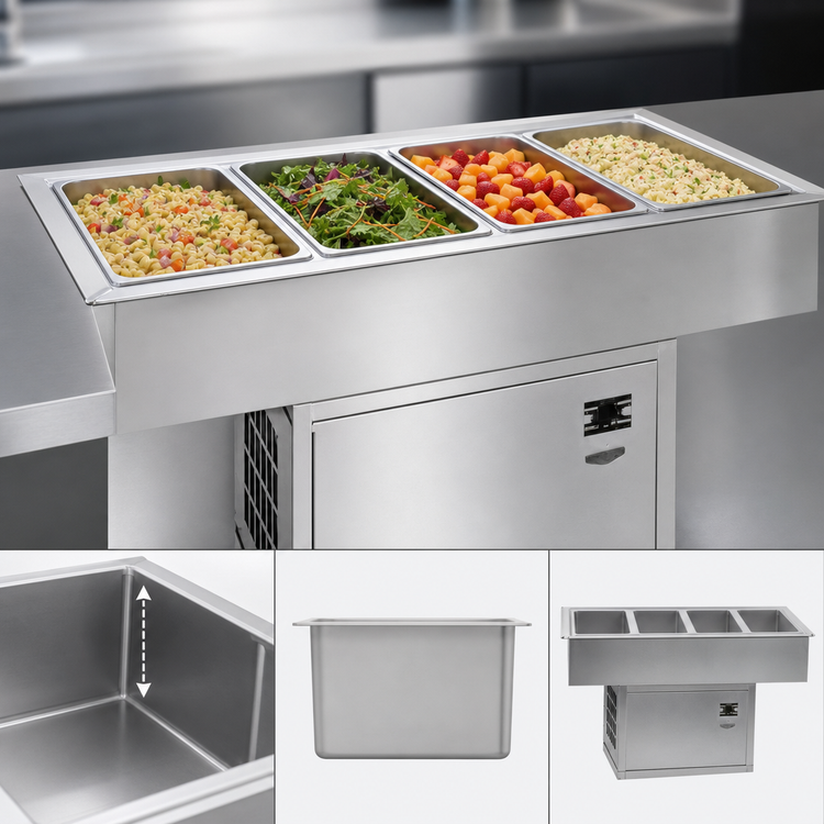 Product image #3 for Atlas Metal WCMD-C-4 4-Pan Self-Contained Refrigerated Drop-In Cold Well