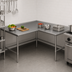Thumbnail image #3 for John Boos L-Shaped Stainless Steel Corner Work Table, 60 x 60 in, 16-Gauge Top, 1-1/2 in Rear Up-Turn