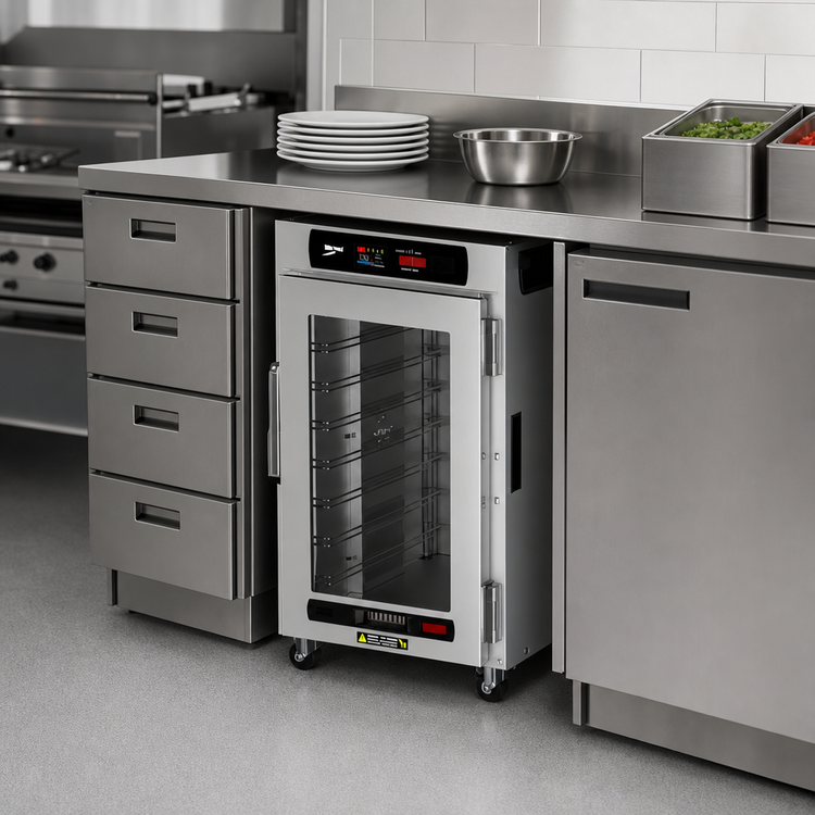 Product image #4 for Metro HotBlox Narrow 8-Pan Single-Section Undercounter Insulated Holding Cabinet with Clear Door and Touchscreen Controls