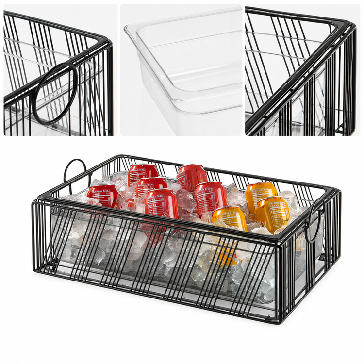 Product image #3 for Portland Rectangular Wire Ice Housing with Polycarbonate Pan, Black