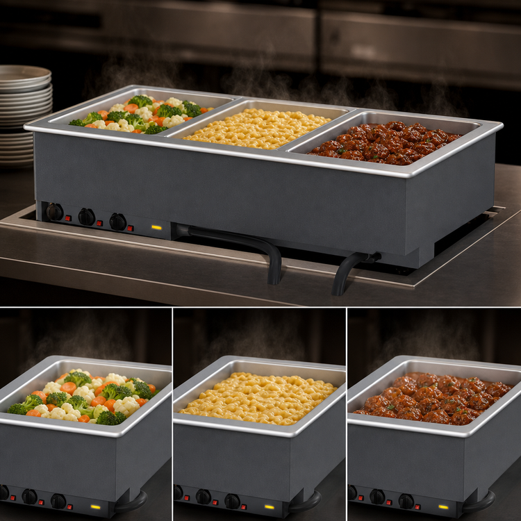 Product image #3 for Vollrath Three-Well Electric Drop-In Hot Food Well for 12 x 20 Pans, Wet Operation, 120V