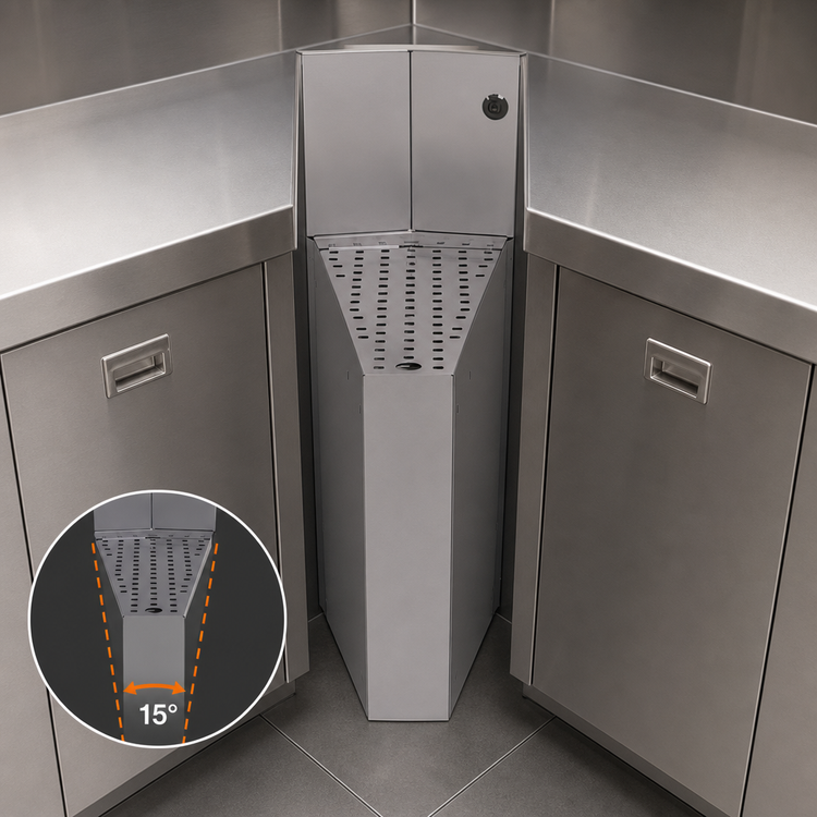 Product image #3 for Glastender Inside Corner Wedge Underbar Drainboard, 19-Inch Deep, 15° Angle, Stainless Steel, No Legs
