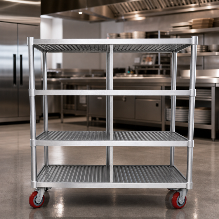 Product image #3 for Lifetime Tough Heavy-Duty 3-Tier Mobile Aluminum Tray Drying Rack, 63 x 30 x 60 Inches