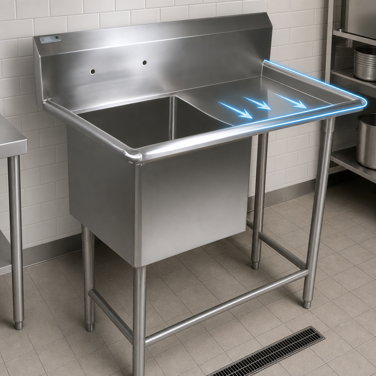 Product image #3 for John Boos Pro-Bowl Freestanding 1-Compartment Sink with Right Drainboard, 54-3/16" x 25-1/2" x 44-1/16"