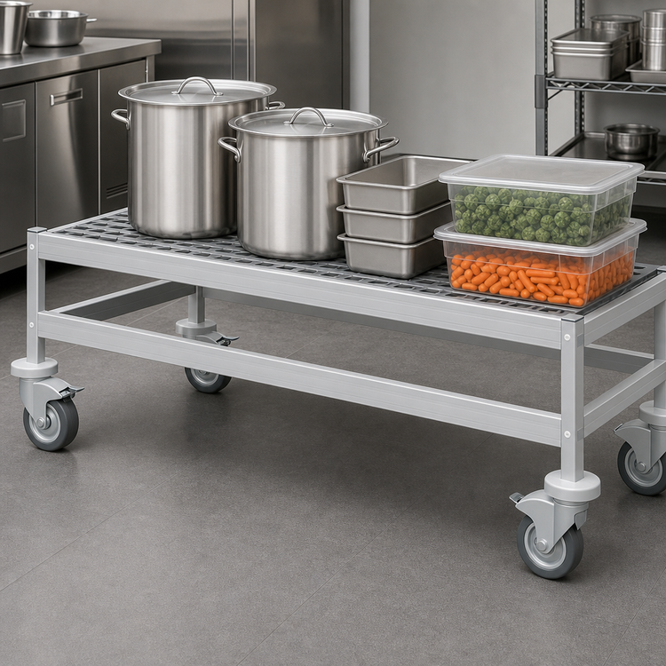 Product image #3 for Fermostock Mobile Louvered Aluminum Dunnage Rack, 52 x 18 x 17 Inches, 600 lb Capacity