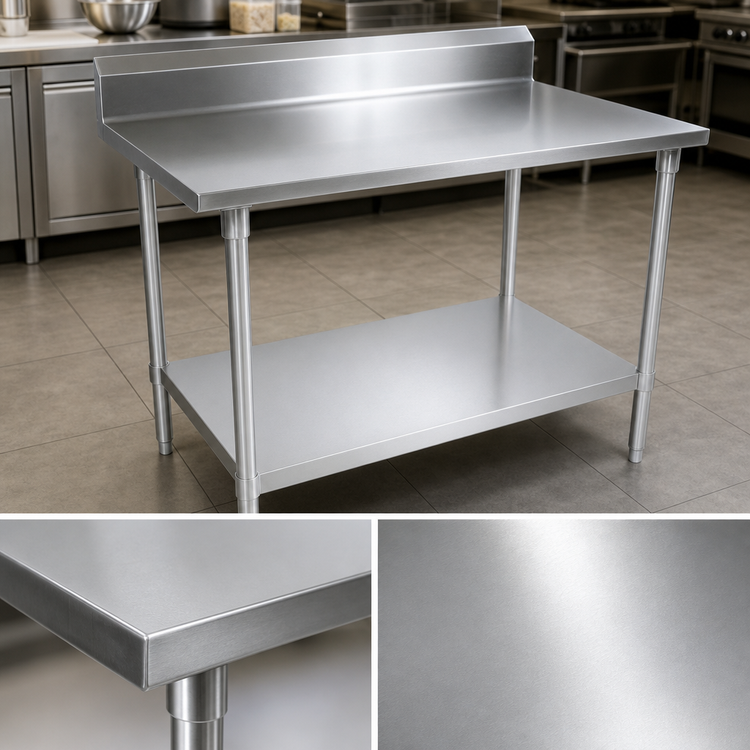 Product image #3 for John Boos Stallion 72-Inch x 24-Inch 14-Gauge Stainless Steel Work Table with 5-Inch Backsplash and Undershelf