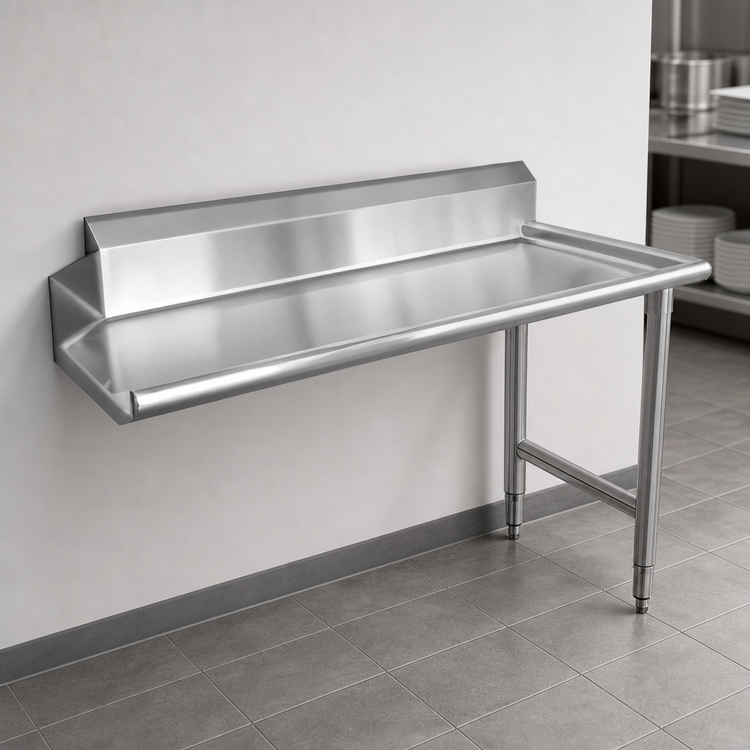 Product image #3 for Omcan 26-Inch Right-Side Straight Clean Dish Table, 18-Gauge 304 Stainless Steel