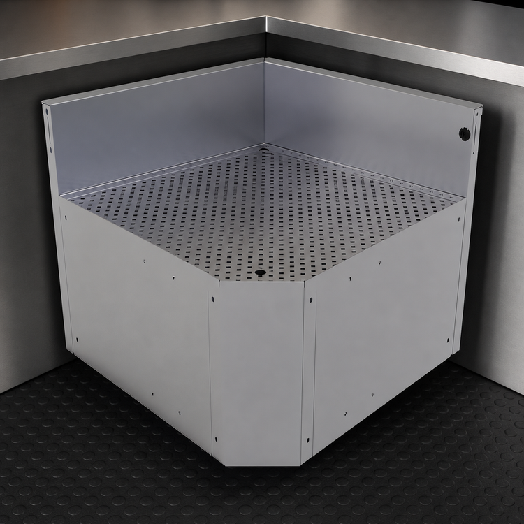 Product image #3 for Glastender CIWB-75 Underbar Inside Wedge Corner Drainboard, 75° Angle, 24-Inch Deep, Stainless Steel, No Legs