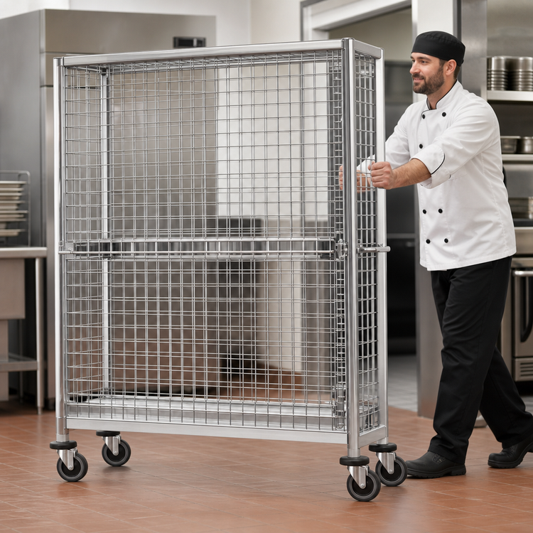 Product image #3 for Metro Super Erecta Mobile Chrome-Plated Wire Security Cage with No Intermediate Shelves, 40-3/4 x 21-1/2 x 68-1/2 Inches