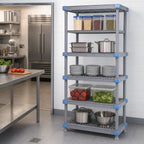 Thumbnail image #3 for Quantum Millenia QP243086VS-5 30 x 24 x 86 in Gray Polymer Stationary Starter Shelving Unit with 5 Open Grid Shelves