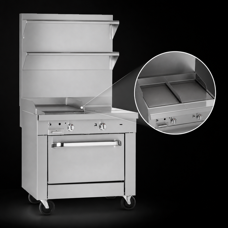 Product image #3 for Southbend Platinum 36-Inch Heavy Duty Gas Range with Dual 18-Inch French Hot Tops and Convection Oven