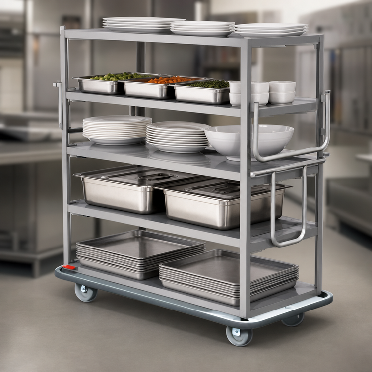 Product image #3 for Metro Queen Mary Banquet Cart with 5 Ledge Shelves, 16-Gauge Stainless Steel, 64 x 31 x 65 Inches
