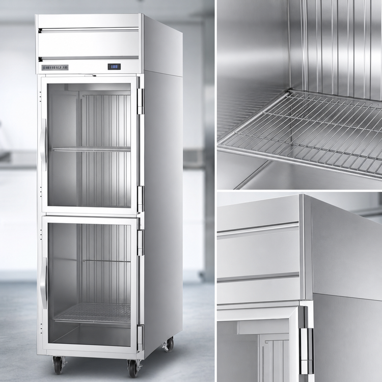 Product image #3 for Beverage-Air Horizon Series 1-Section Top-Mount Reach-In Freezer with 2 Right-Hand Hinged Half Glass Doors