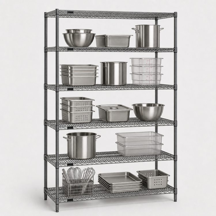 Product image #3 for Red-i-Pak 5-Tier Wire Shelving Unit, 48"W x 24"D x 63"H, Pewter Gray Epoxy