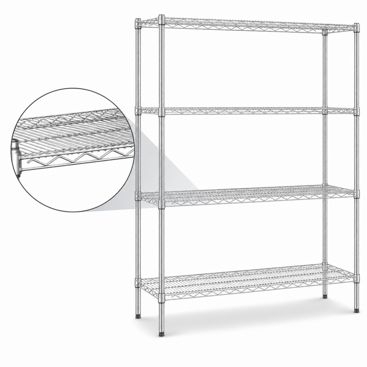 Product image #3 for Redipak 4-Tier Stationary Wire Shelving Unit, 36 x 18 x 63 Inches, Chrome Finish