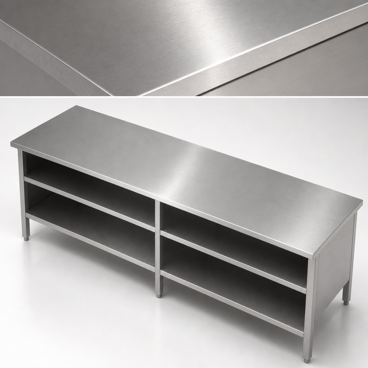 Product image #3 for John Boos 132-Inch x 30-Inch Open Front Enclosed Base Stainless Steel Work Table with Undershelf