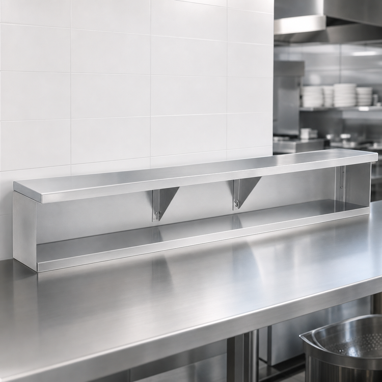 Product image #3 for Advance Tabco Stainless Steel Add-On Dish Shelf for Food Tables, 47-1/8 Inch W x 7 Inch D