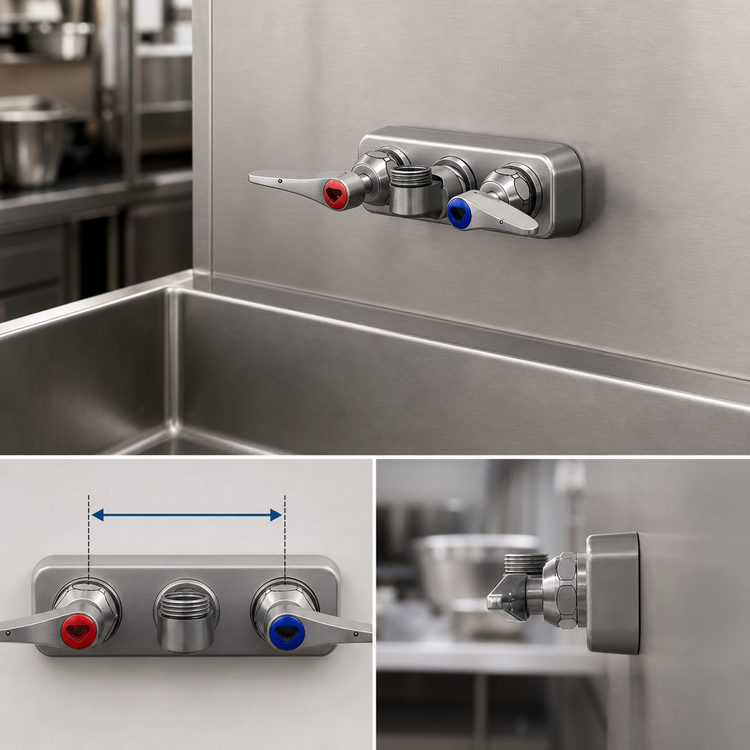 Product image #3 for T&S Brass Wall Mount Workboard Mixing Faucet, 4-Inch Centers, Less Nozzle