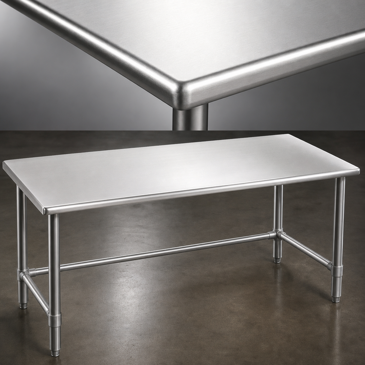Product image #3 for Spec-Master 30 Inch x 30 Inch Square Work Table with 14-Gauge 304 Stainless Steel Top and Galvanized Tubular Base