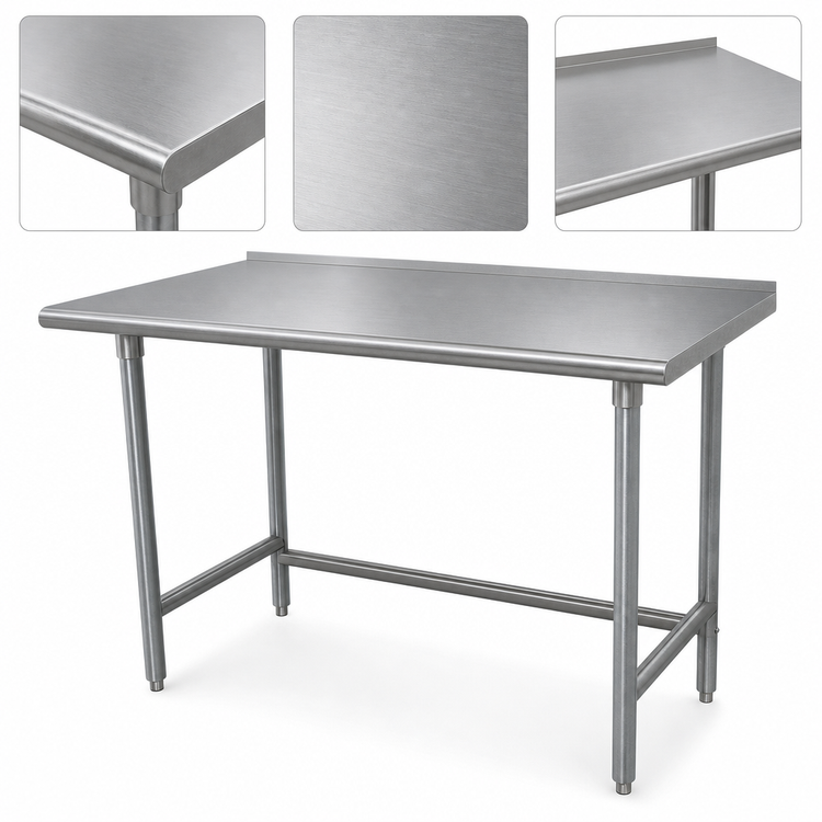 Product image #3 for Advance Tabco Premium Open-Base Work Table, 48 x 30 Inches, 14-Gauge 304 Stainless Steel Top, Galvanized Legs