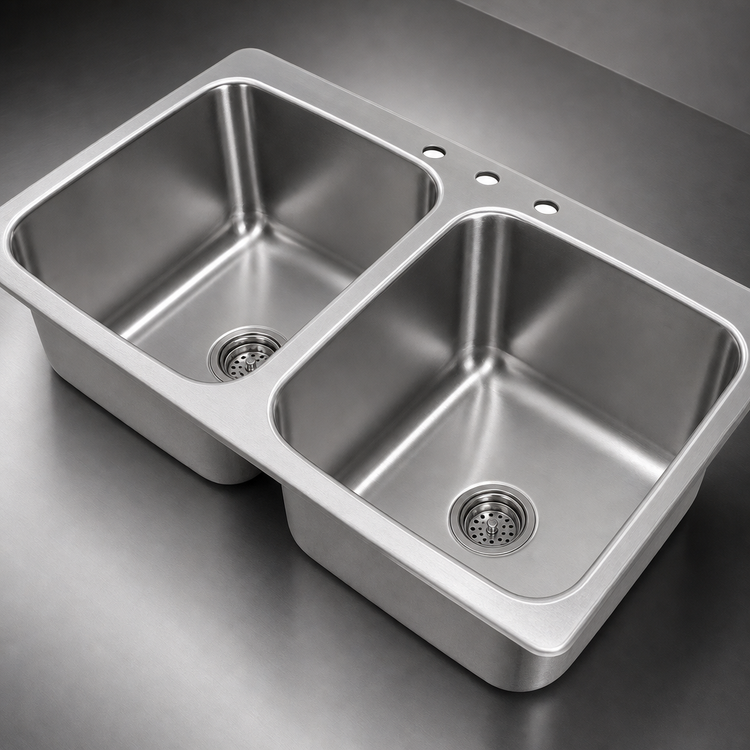 Product image #3 for Advance Tabco Smart Series 33-1/2 x 21-Inch 2-Compartment Self-Rimming Stainless Steel Drop-In Sink with 14 x 16 x 10-Inch Bowls