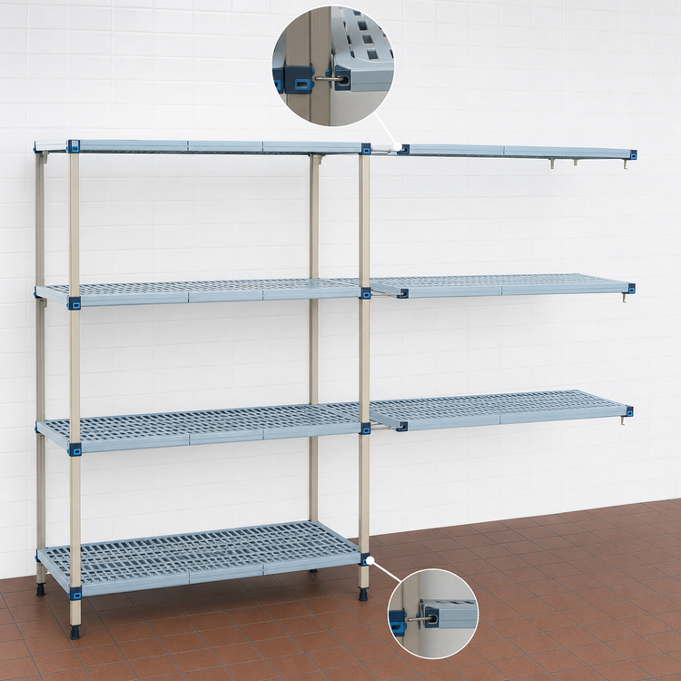 Product image #3 for MetroMax Q 4-Shelf Add-On Polymer/Wire Shelving Unit, 24"W x 18"D x 63"H