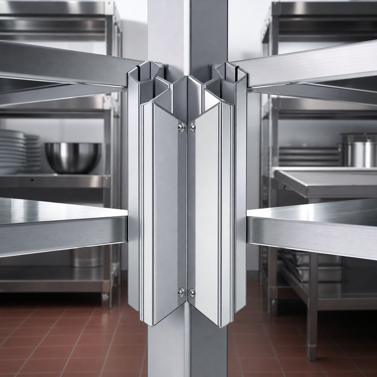 Product image #3 for Eagle Group Back-To-Back Stainless Steel Cantilevered Shelving Uprights, 84 Inch Floor-to-Ceiling Mount
