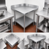 Thumbnail image #3 for Sapphire 30 Inch x 30 Inch Corner Stainless Steel Work Table with 5 Inch Backsplash and Open Undershelf